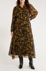 Nordstrom Floral Long Sleeve Maxi Shirtdress