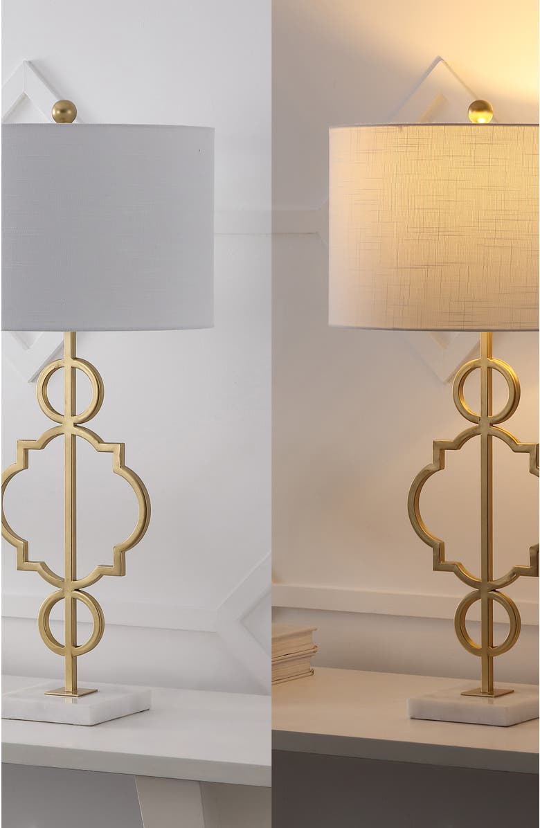 JONATHAN Y July 31" Modern Contemporary Metal LED Table Lamp, Gold Painting, Alternate, color, Gold Painting/White