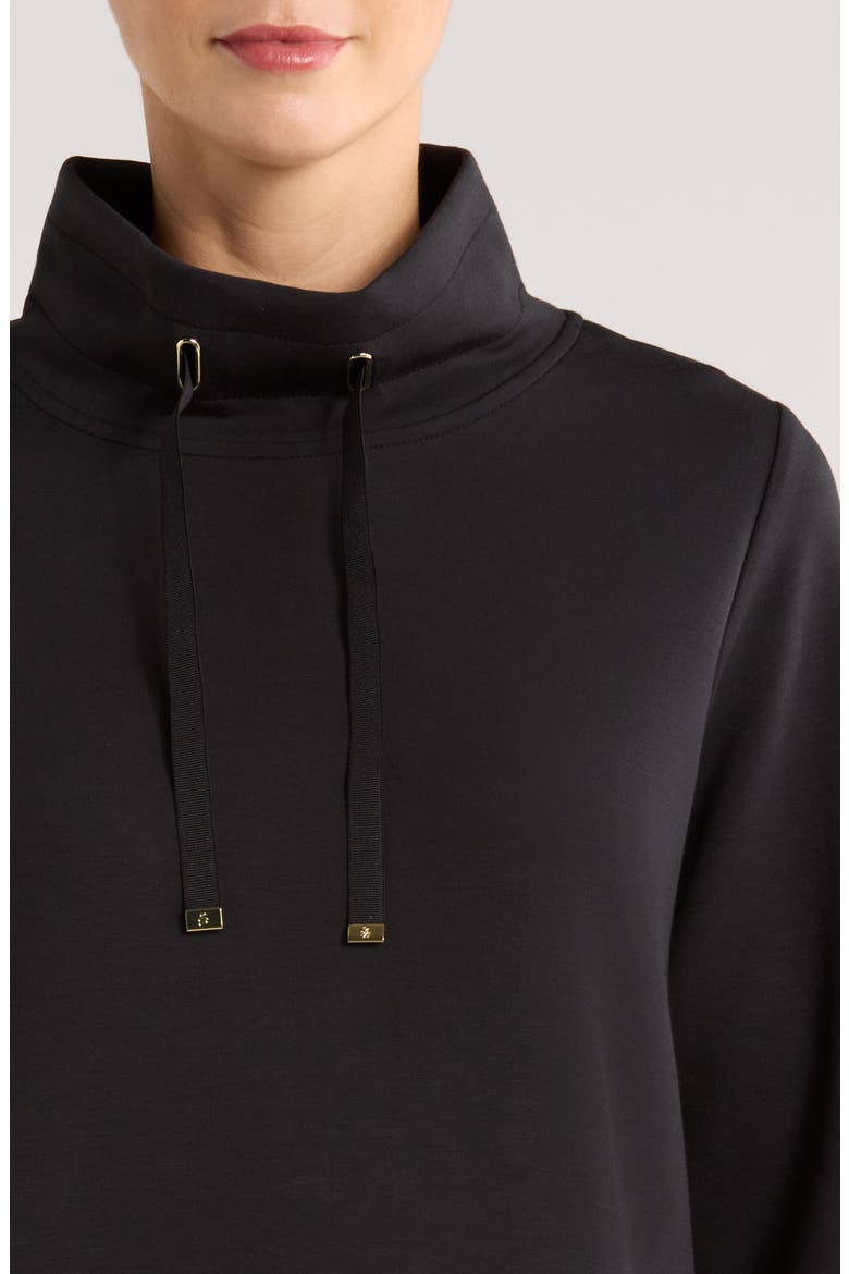 Palm Voyage Mock Neck Sweatshirt, Alternate, color, BLACK