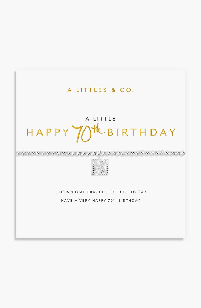 A Littles & Co A Little 'Happy 70th' Birthday Bracelet, Main, color, Metallic Silver