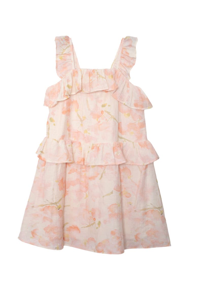 Sundrop Floral Naturl Waist Dress, Main, color, Orange
