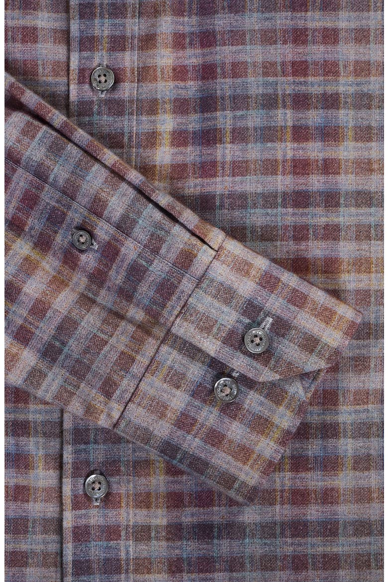 Julian Shaped Fit Check Cotton Button-Up Shirt, Alternate, color, MAHOGANY