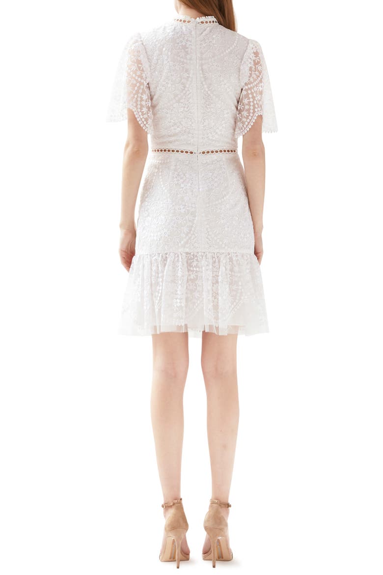 Floral Embroidered Cocktail Dress, Alternate, color, WHITE