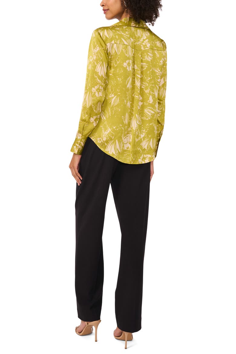 Charmeuse Button-Up Top, Alternate, color, GREEN OASIS