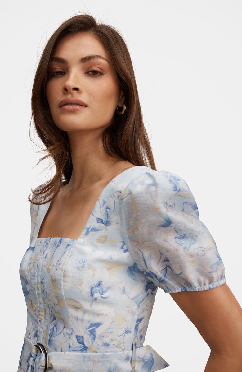 Ever New Marigold Belted Maxi Dress, Alternate, color, Blue Macy Floral