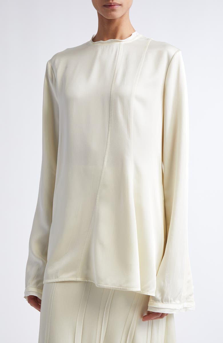 Jil Sander Long Sleeve Reversed Satin Top, Alternate, color, Cornsilk