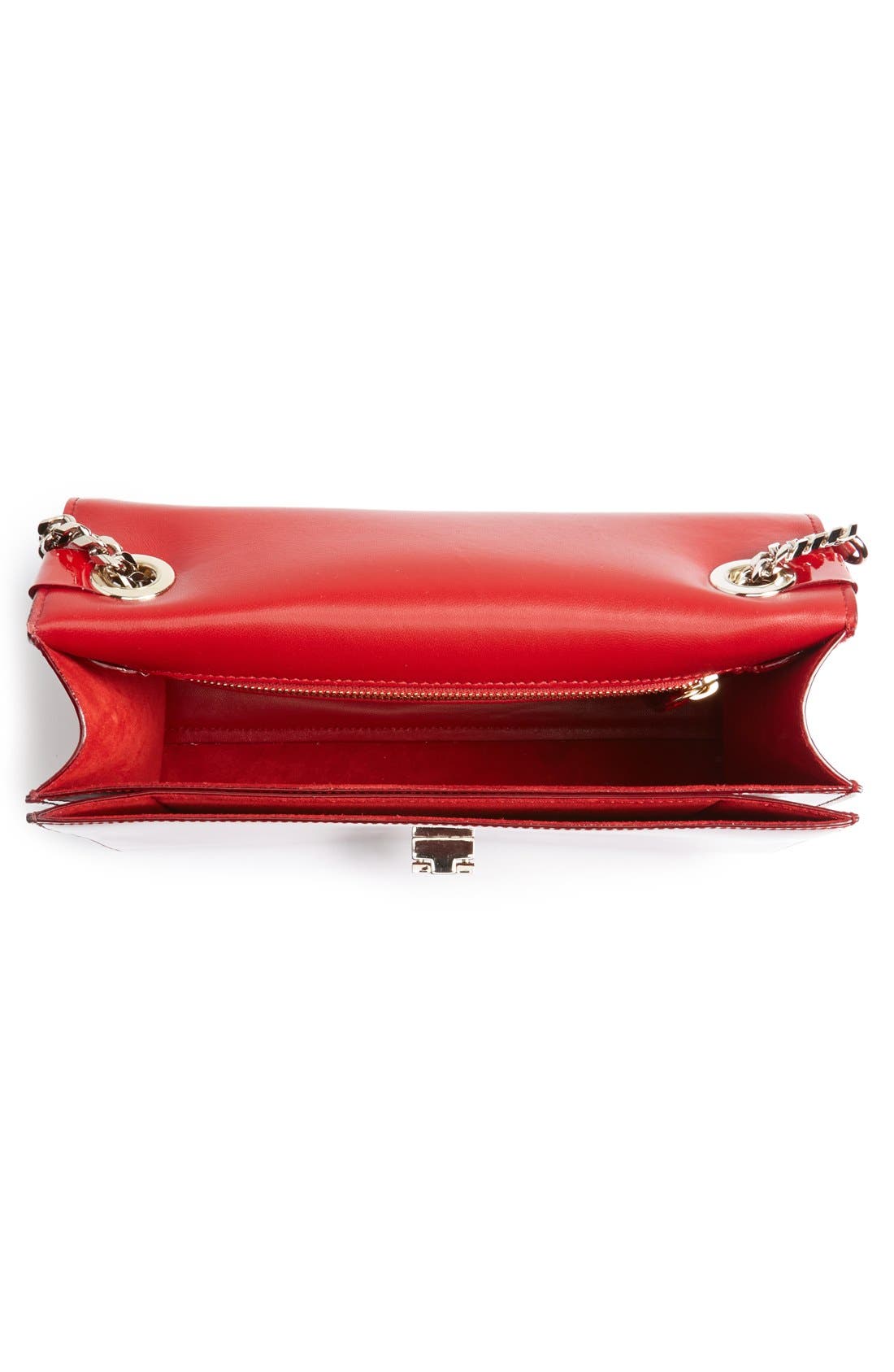 'Rebel' Patent Leather Shoulder Bag, Alternate, color, RED