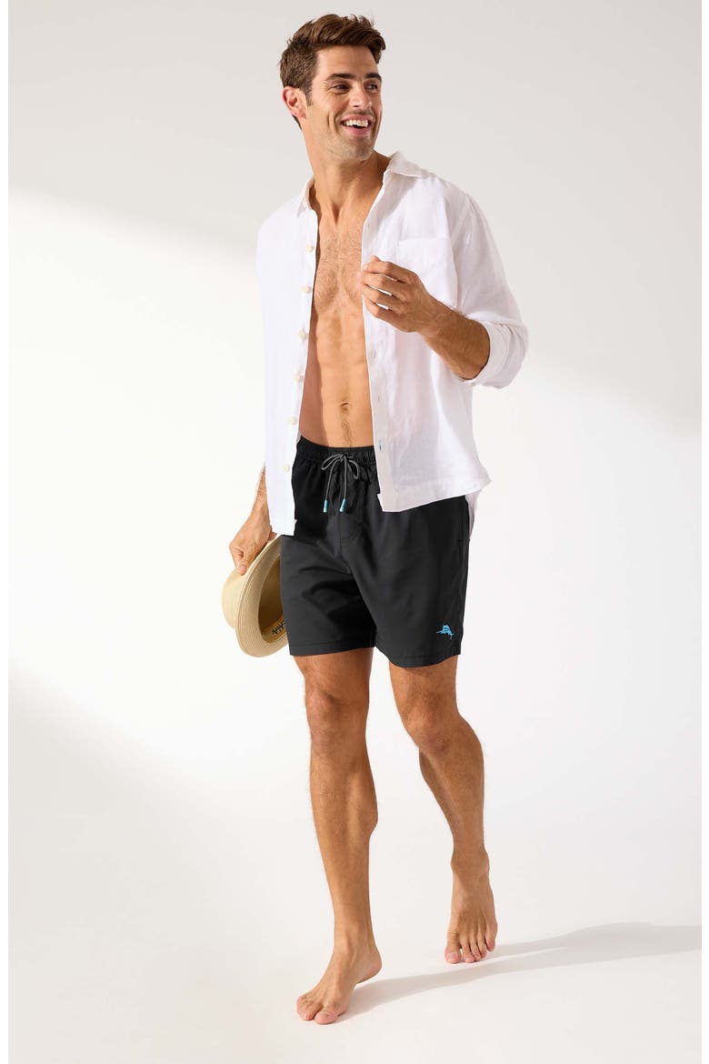 Naples Shore Swim Trunks, Alternate, color, BLACK