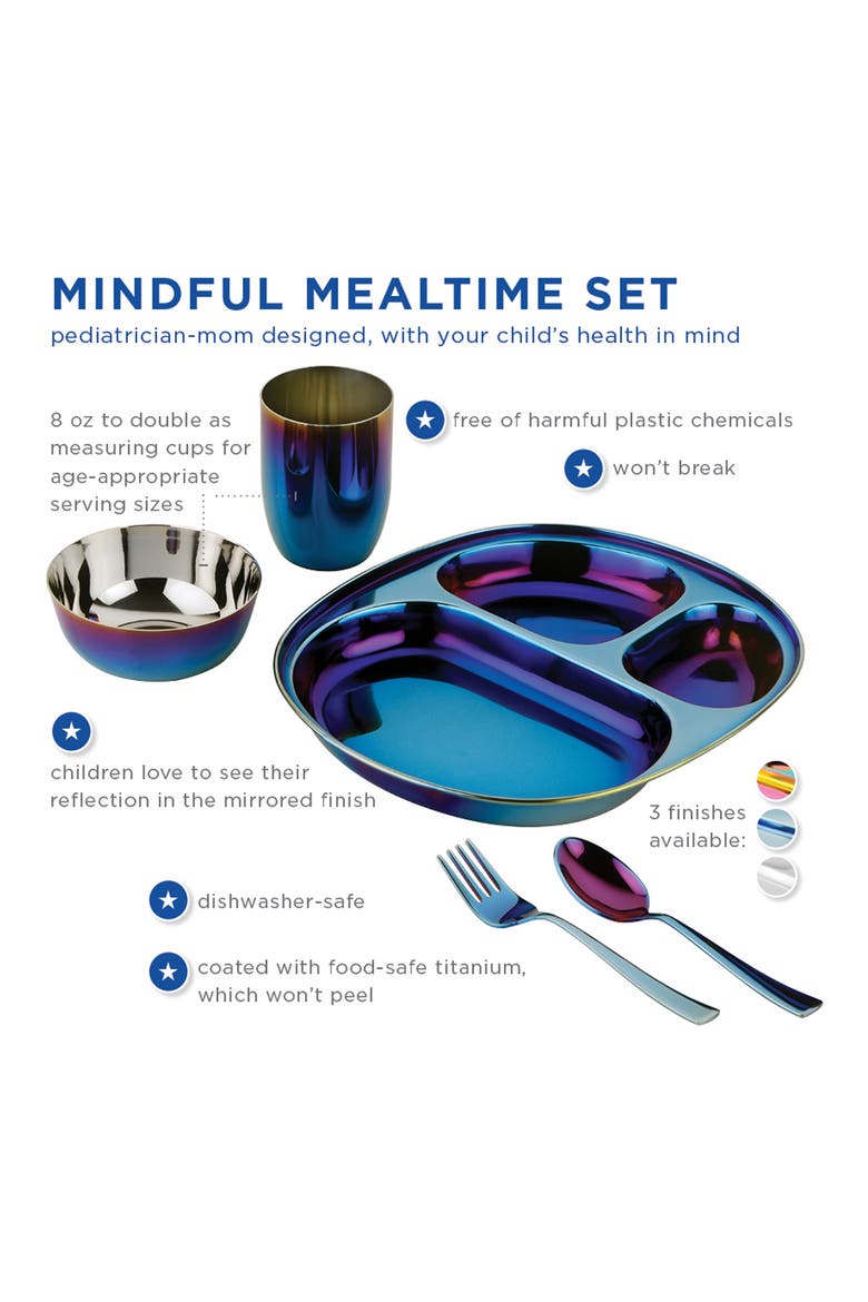 Mindful Mealtime Dish Set, Alternate, color, IRIDESCENT BLUE