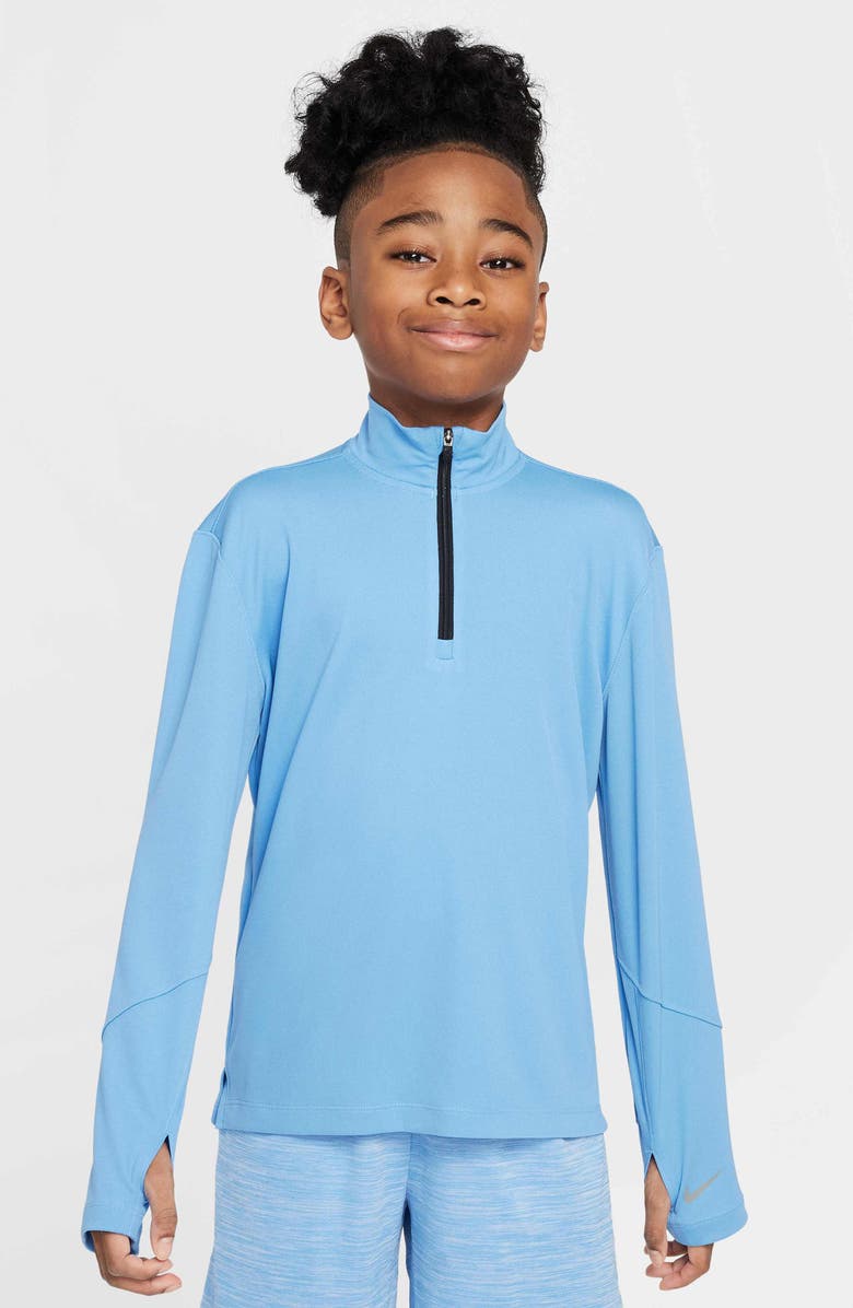 Nike Kids' DRI-Fit UV Quarter Zip Pullover, Main, color, Blue Beyond