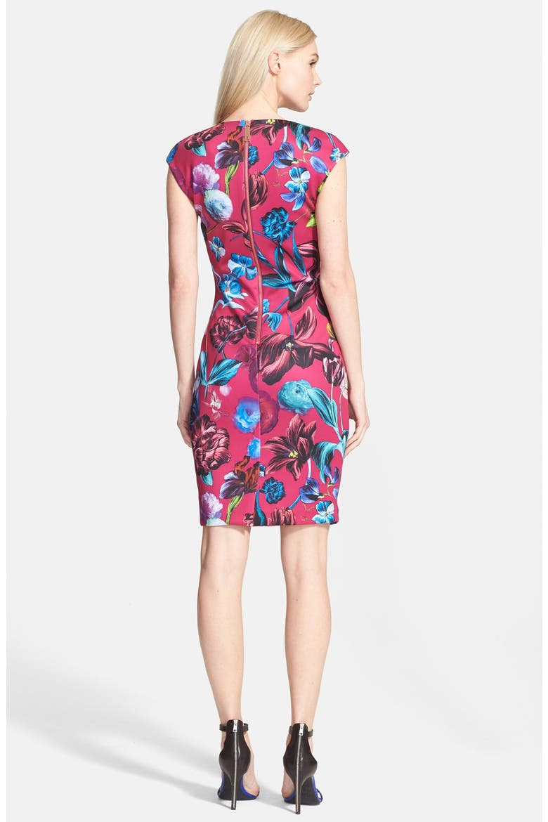 'Arya' Floral Print Midi Dress, Alternate, color, MID PINK