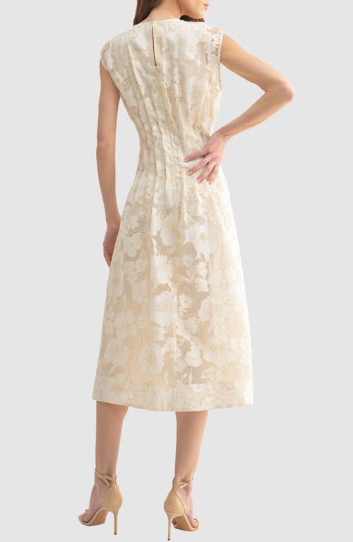 Mila Mae Floral Cap Sleeve Cinched Waist Fit & Flare Midi Dress In White