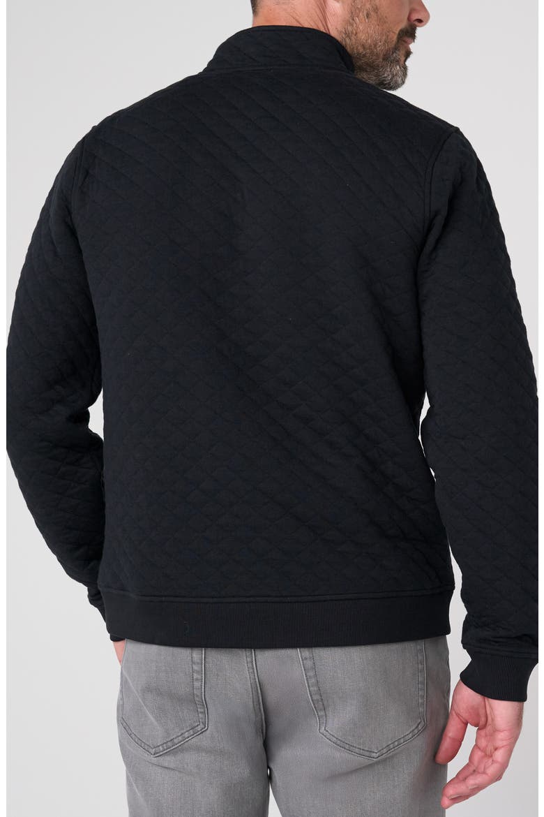 Diamond Quilted Quarter Zip Pullover, Alternate, color, BLACK