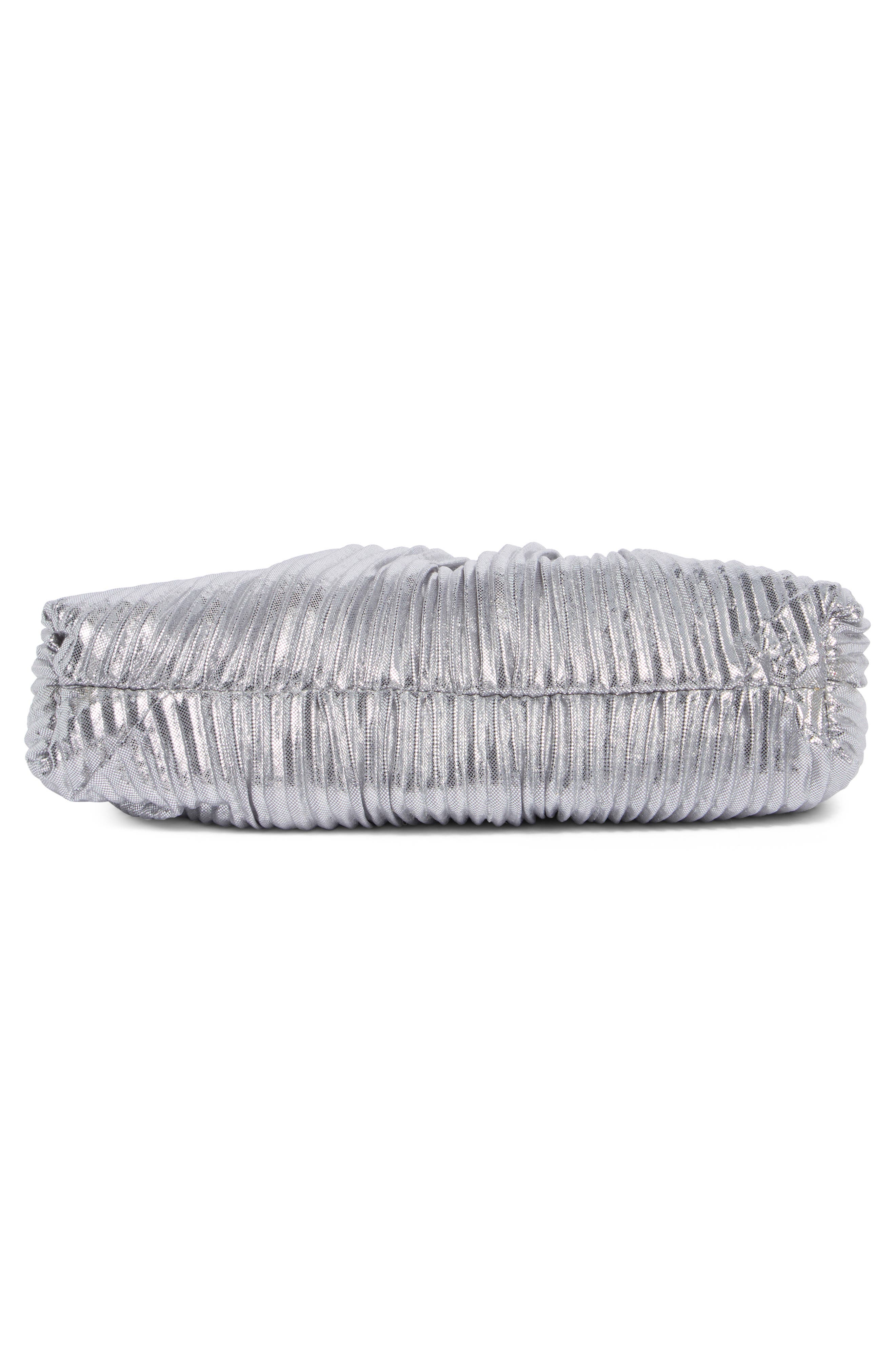 Florian Pleated Metallic Shoulder Bag, Alternate, color, SILVER