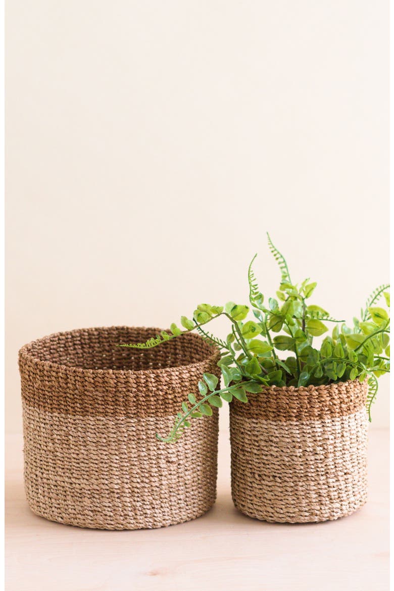 Cylinder Tabletop Basket, Set of 2, Alternate, color, Brown