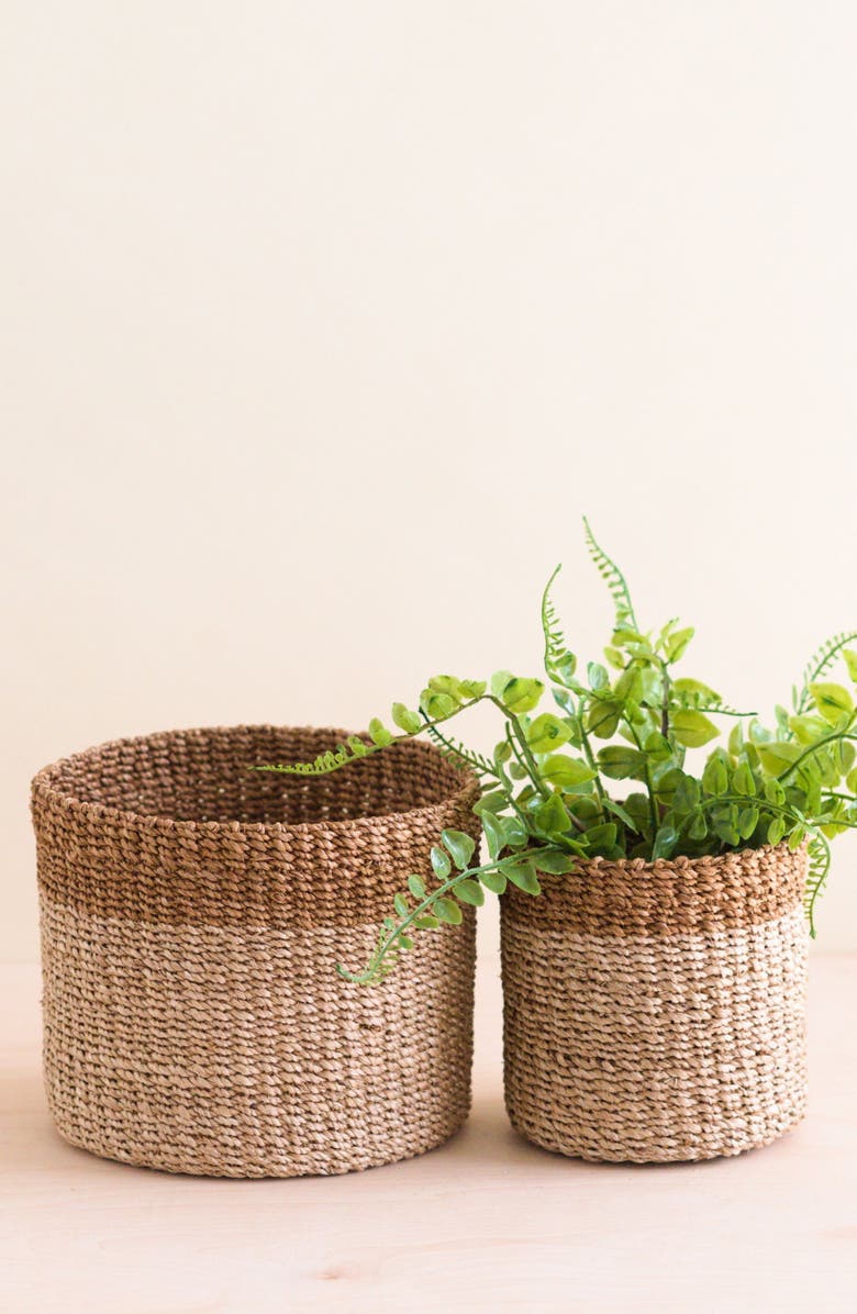 LIKHA Cylinder Tabletop Basket, Set of 2, Alternate, color, Brown