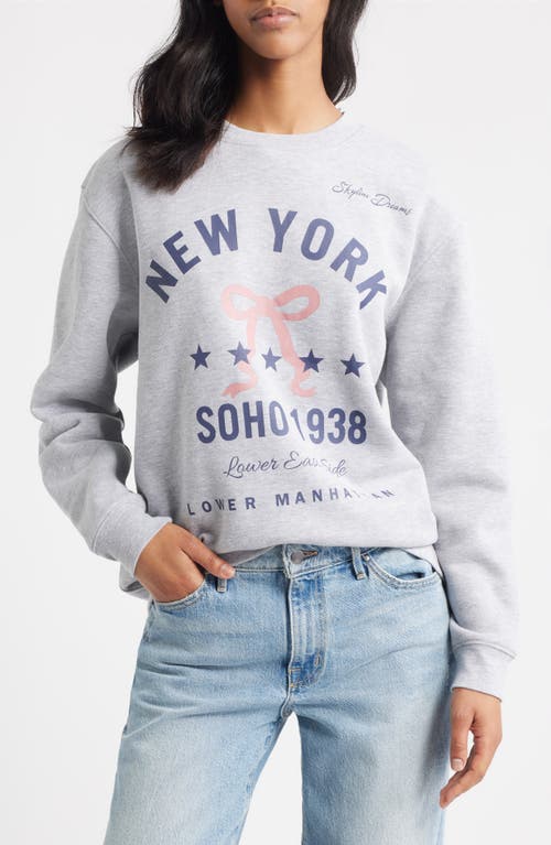 Vinyl Icons New York Bow Graphic Sweatshirt In Gray