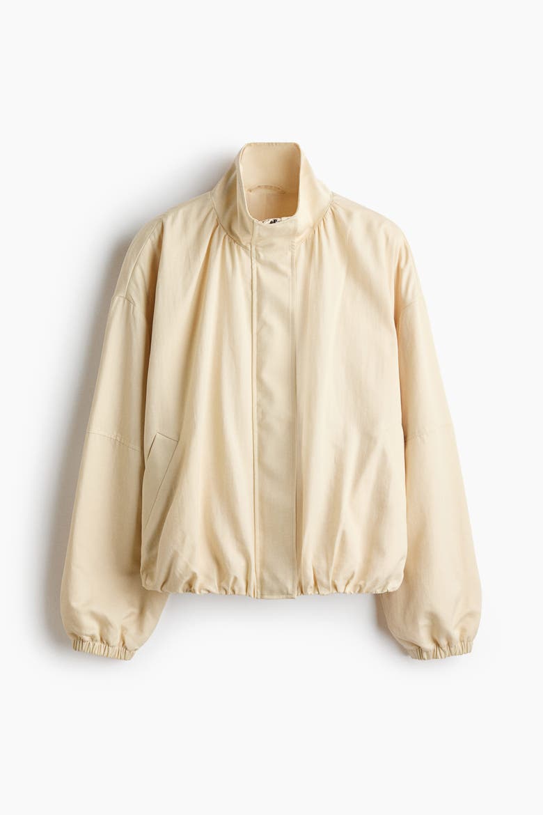 Balloon-Sleeved Funnel-Collar Jacket, Alternate, color, Light yellow