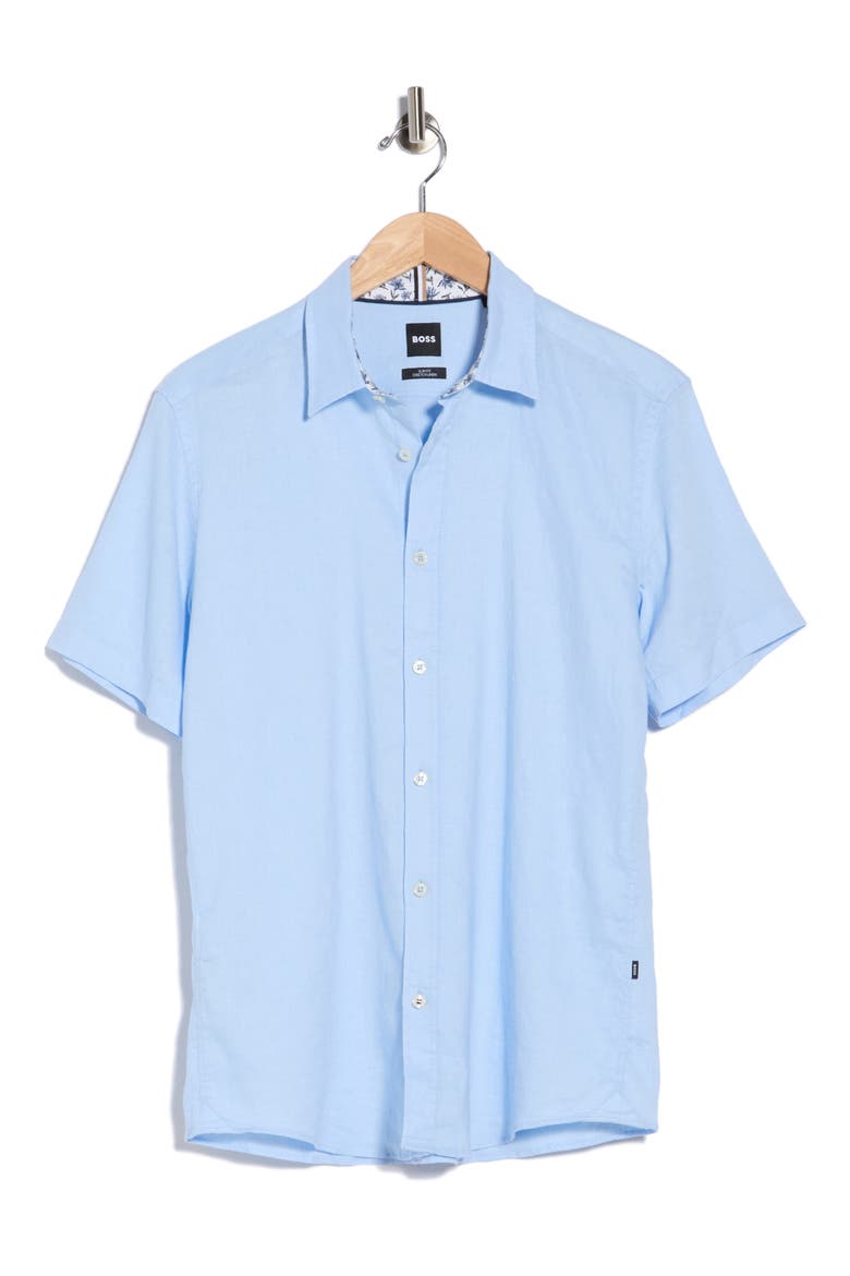 C-Roan Slim Fit Linen Blend Button-Up Shirt, Main, color, LIGHT/ PASTEL BLUE