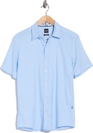 BOSS C-Roan Slim Fit Linen Blend Button-Up Shirt