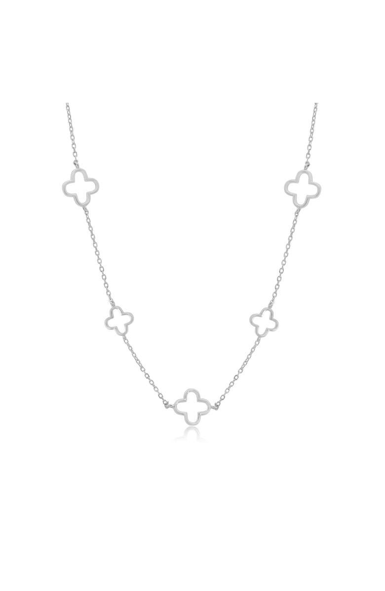 The Lovery Fine Jewelry Alternating Open Clover Necklace, Main, color, Sterling Silver