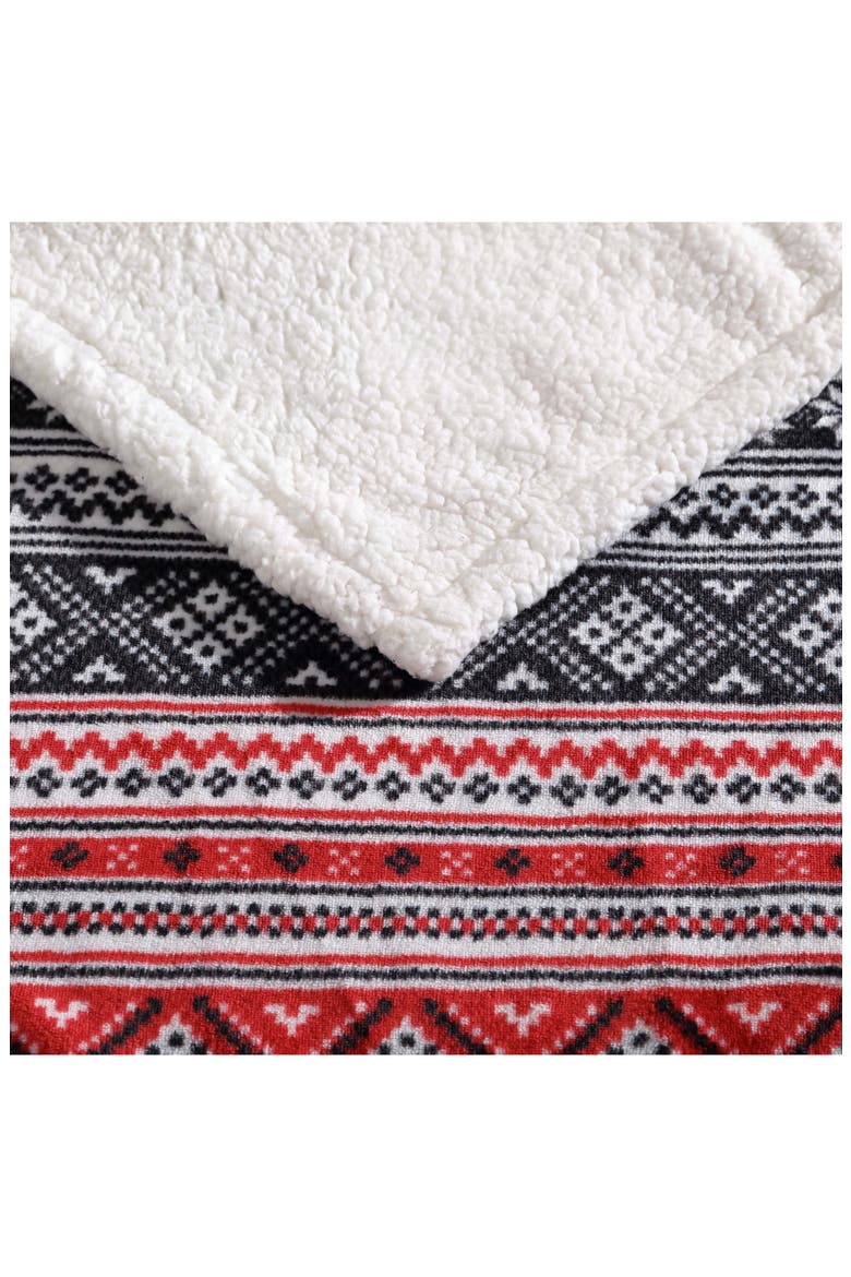Classic Fair Isle Faux Shearling Throw Blanket, Alternate, color, CHARCOAL