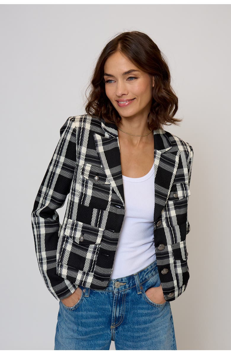 Central Park West OLIVE CROPPED PLAID JACKET, Main, color,