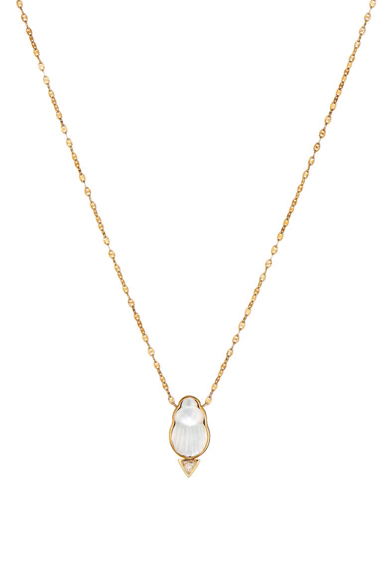 Chiara Mother-of-Pearl Scarab Pendant Necklace, Main, color, GOLD/WHITE