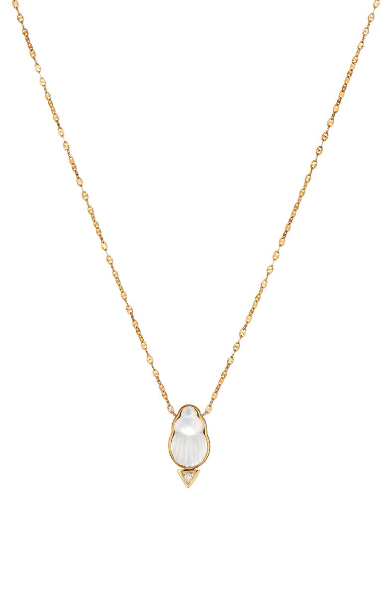 LITO Chiara Mother-of-Pearl Scarab Pendant Necklace, Main, color, Gold/White