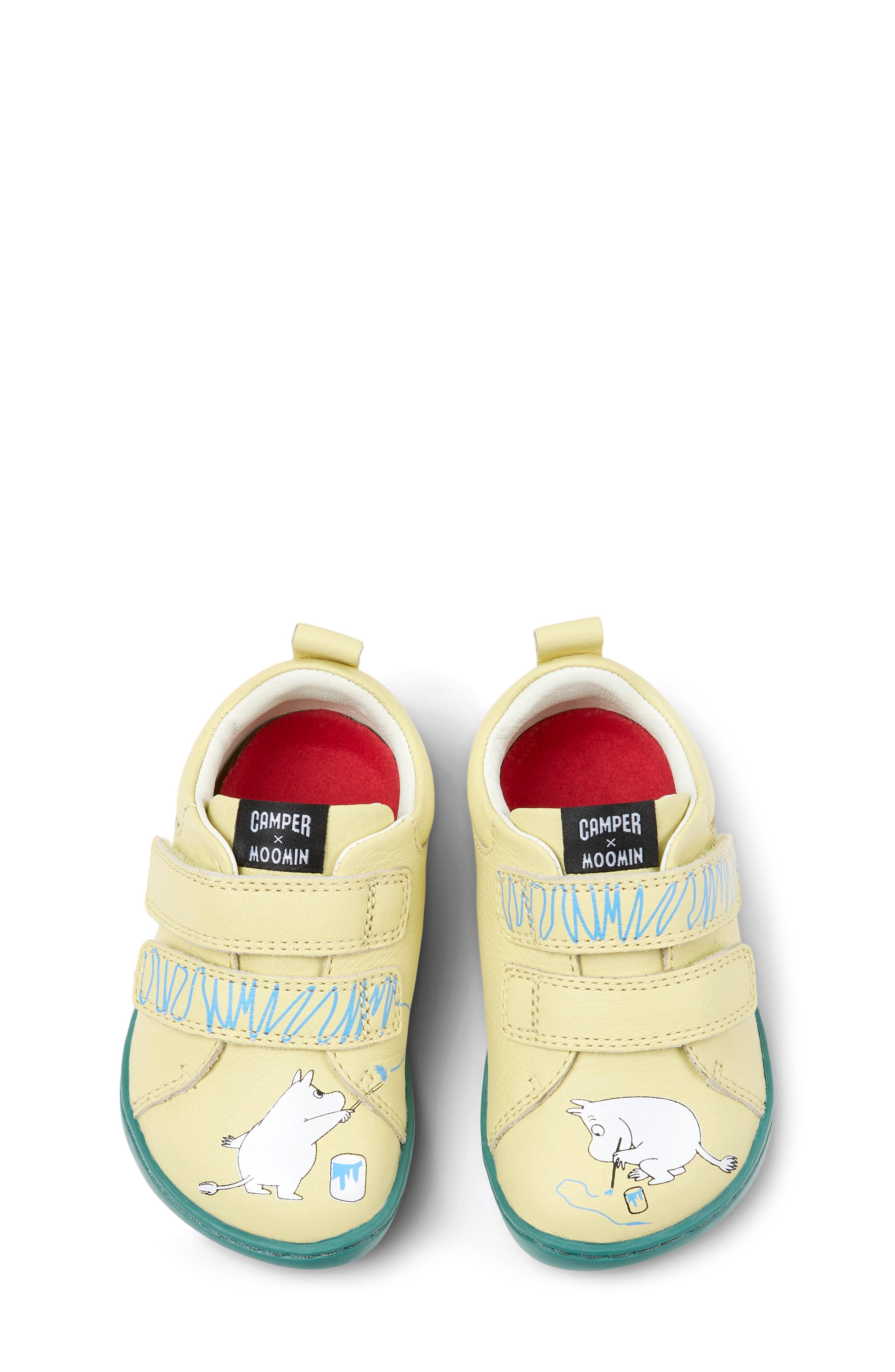 Moomin Peu Cami Twins First Walker Strap Shoe, Alternate, color, LIGHT PASTEL YELLOW