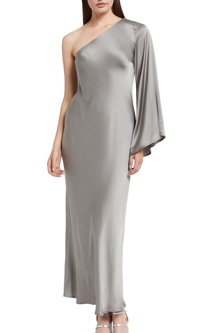 Asymmetric Viscose Long Dress, Main, color, Steel