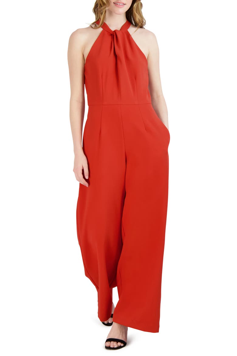 Halter Neck Wide Leg Jumpsuit, Main, color, SPICE