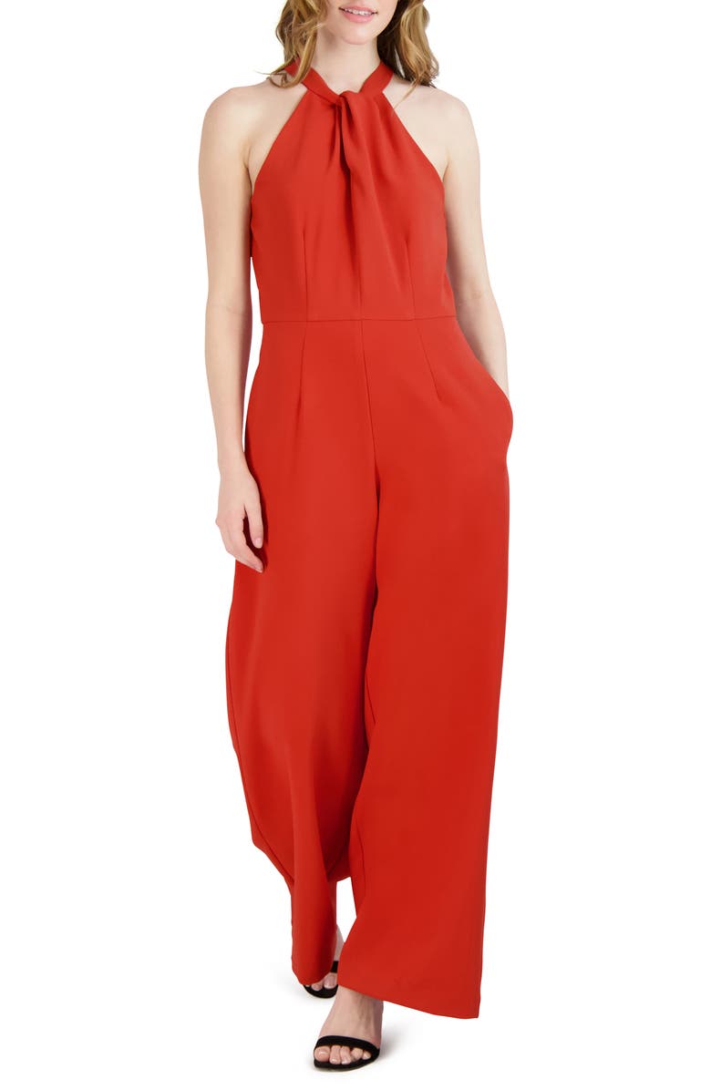 Julia Jordan Halter Neck Wide Leg Jumpsuit, Main, color, Spice