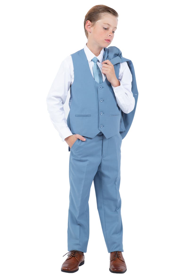 Kids' Dusty Blue Five-Piece Suit, Alternate, color, DUSTY BLUE