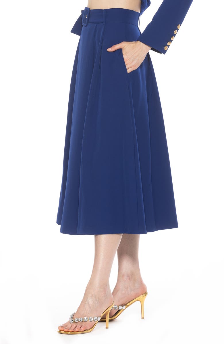 Alexia Admor Belted A-Line Midi Skirt, Alternate, color, Navy