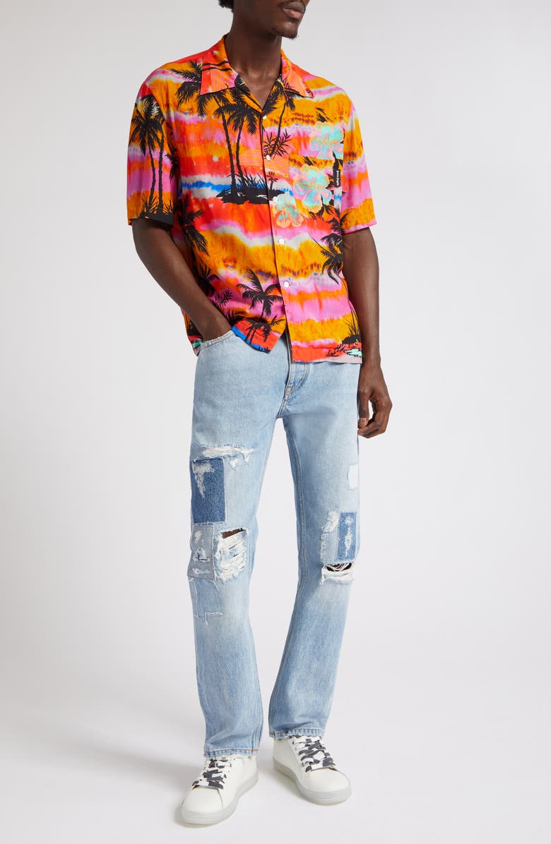 Palm Angels Psychedelic Palms Short Sleeve Camp Shirt, Alternate, color, 