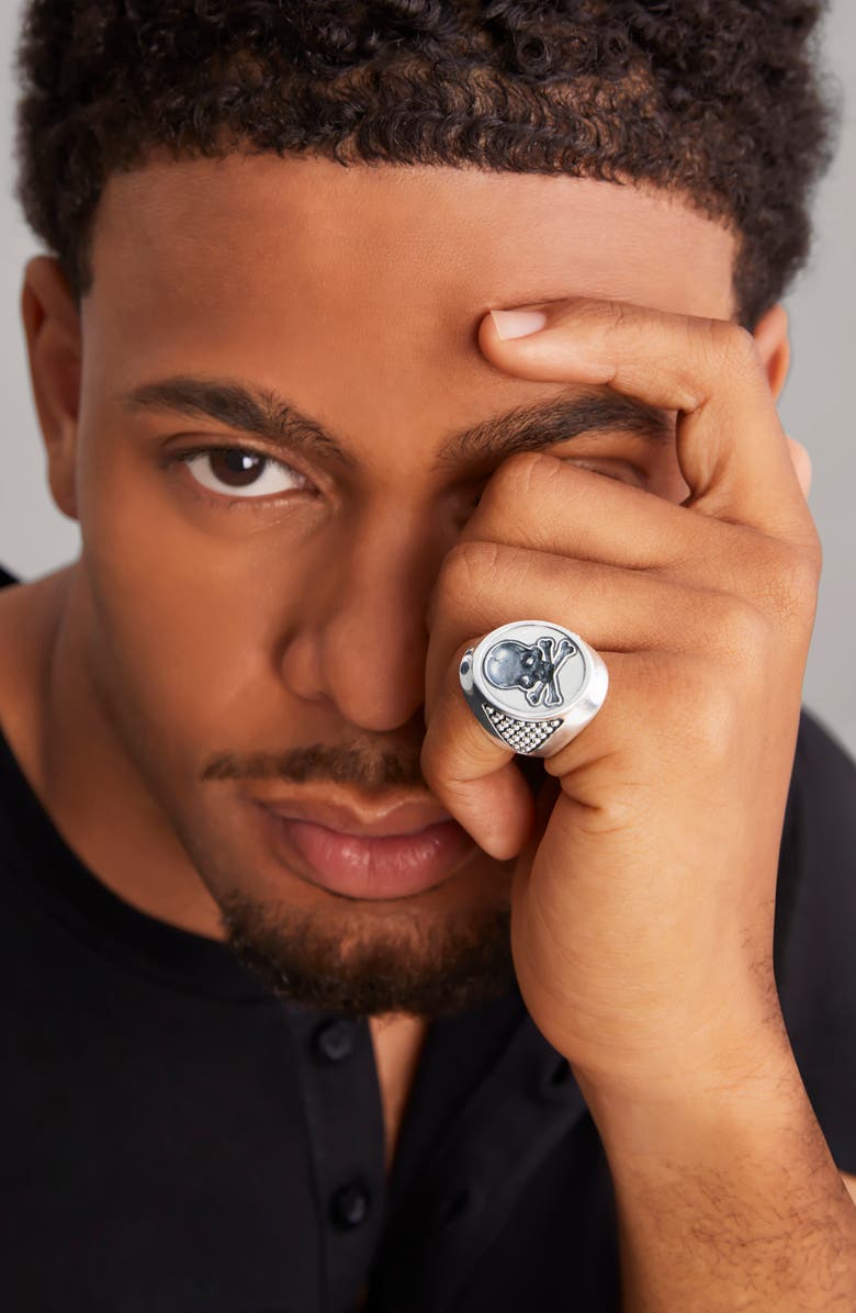 LAGOS Anthem Skull Wax Seal Signet Ring, Alternate, color, Silver