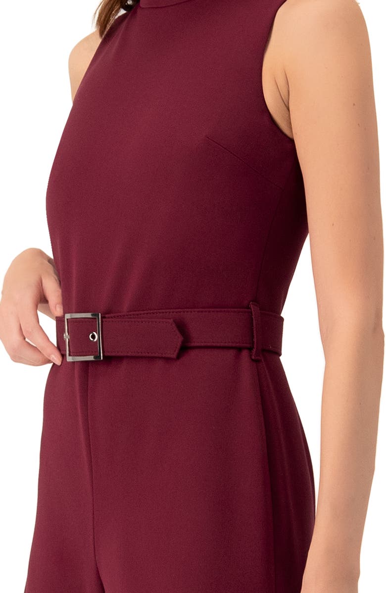 IVONNE Sleeveless High Neck Jumpsuit with Belt, Alternate, color, Wine