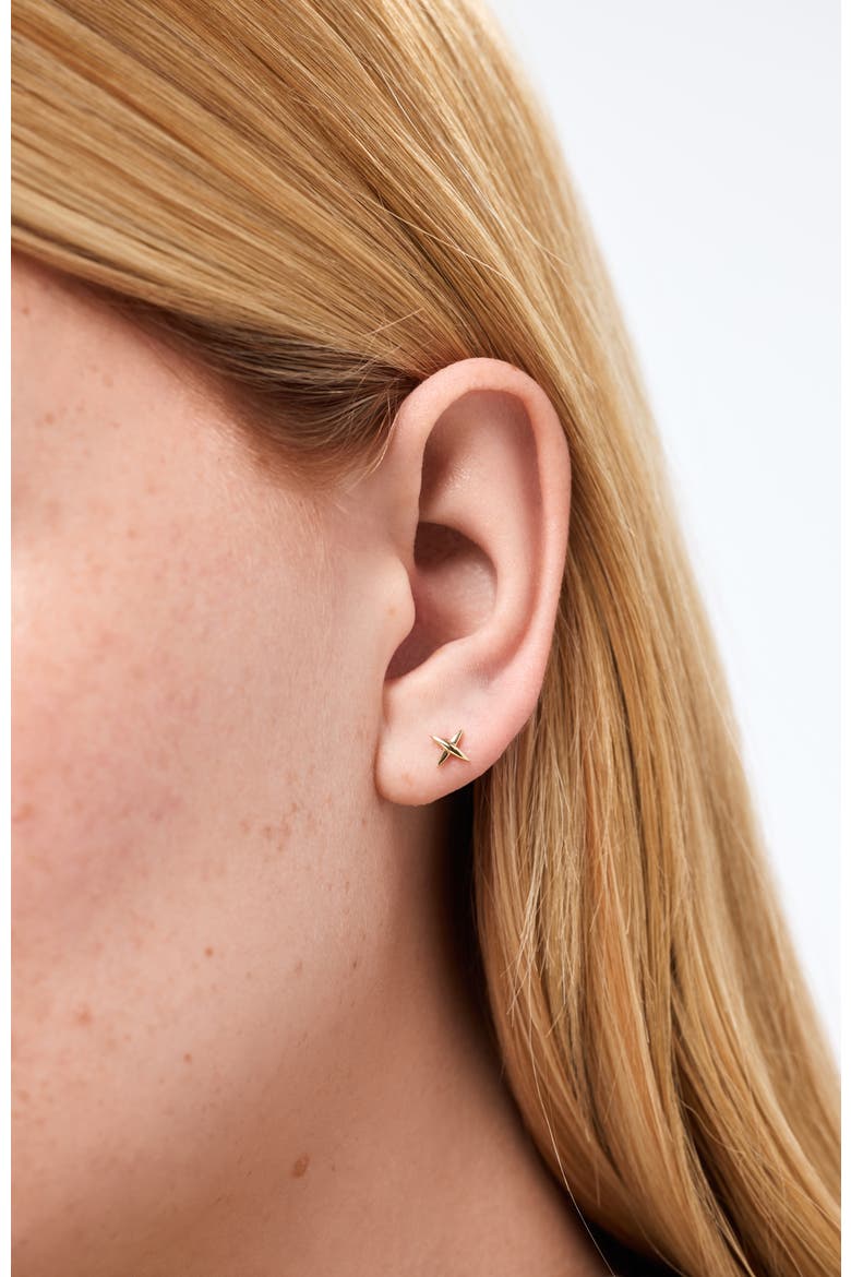 Solid Yellow Gold - X Flatback Studs, Alternate, color, Gold