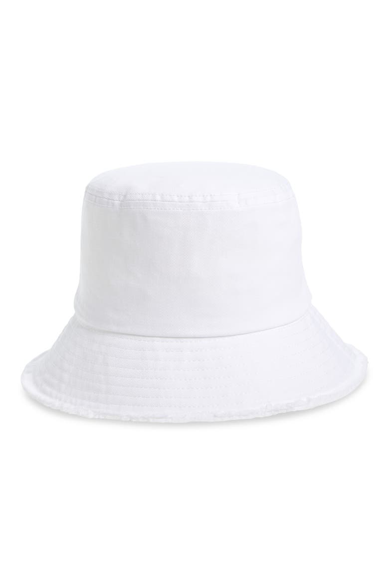 Kids' Raw Edge Bucket Hat, Main, color, WHITE