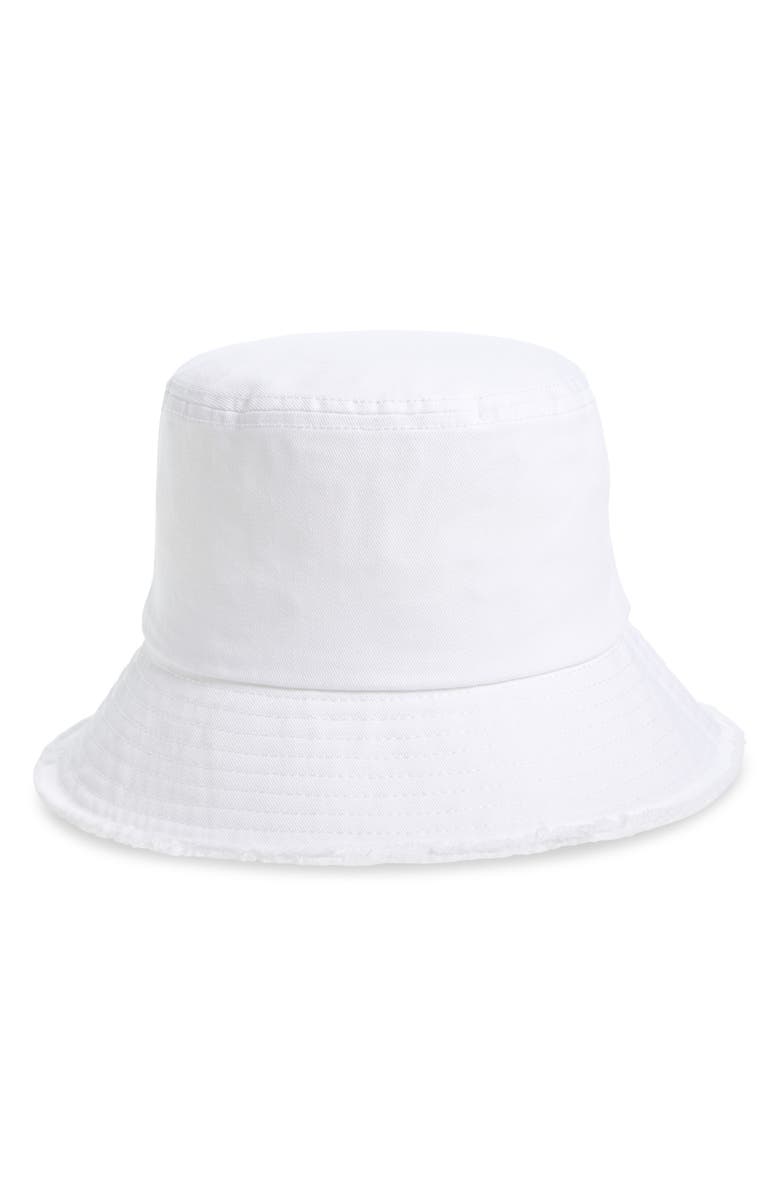 The Accessory Collective Kids' Raw Edge Bucket Hat, Main, color, White