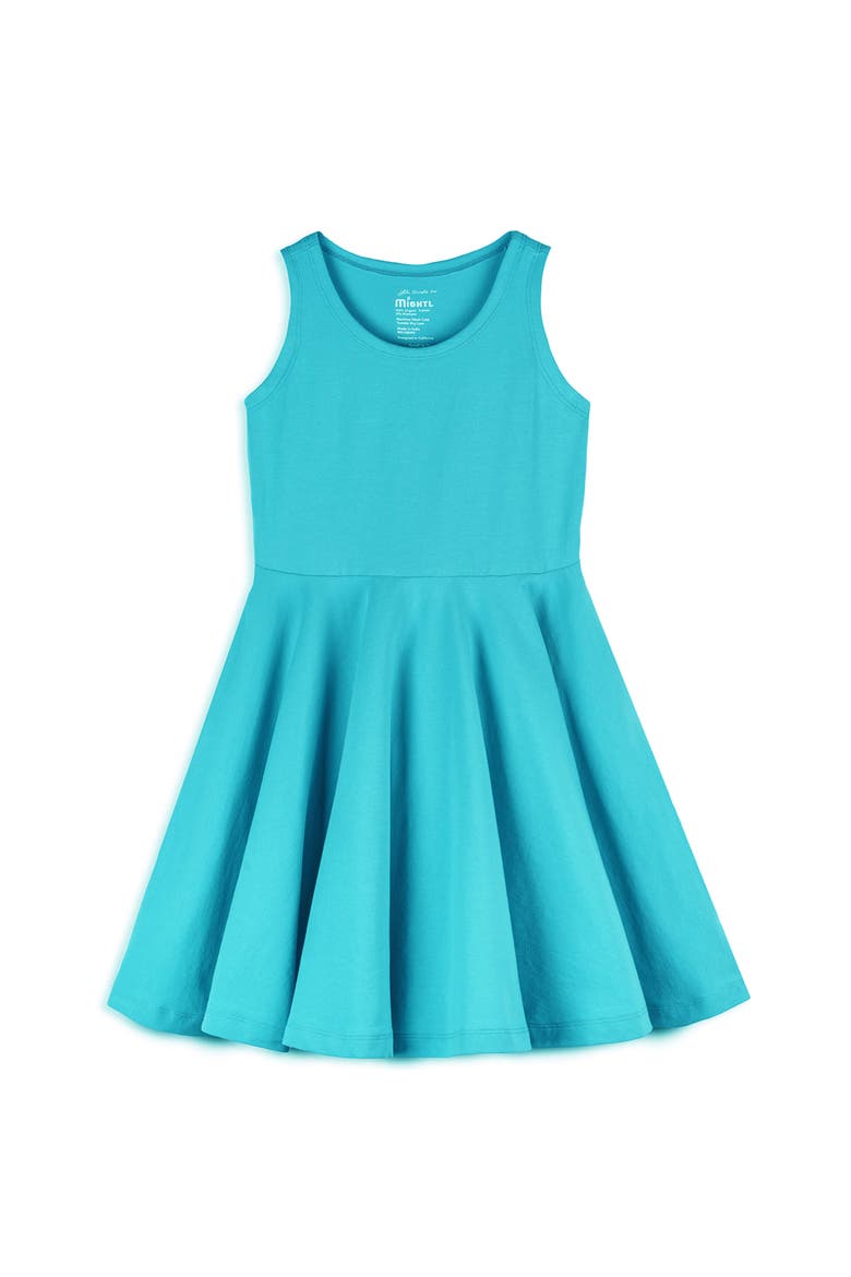 Organic Cotton Sleevless Solid Twirl Dress, Main, color, Turquoise