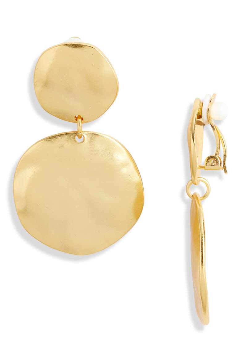 Irregular Discs Clip-On Earrings, Main, color, GOLD