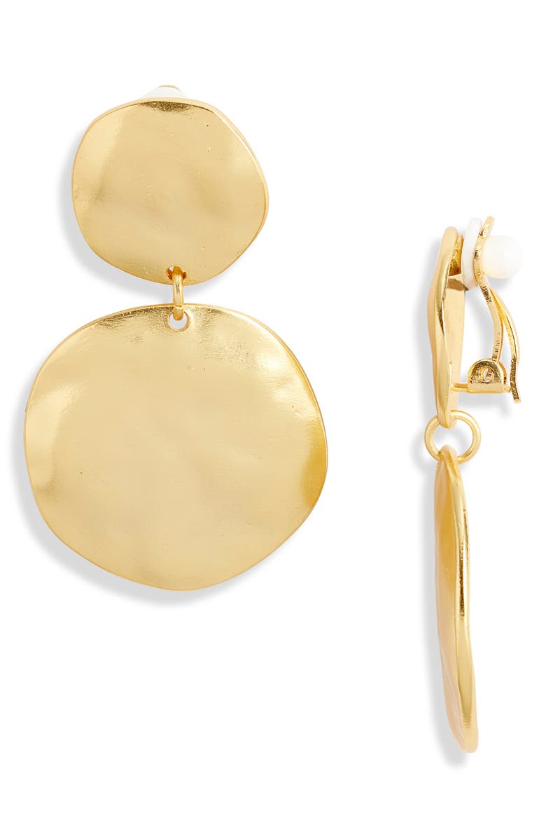 Karine Sultan Irregular Discs Clip-On Earrings, Main, color, Gold