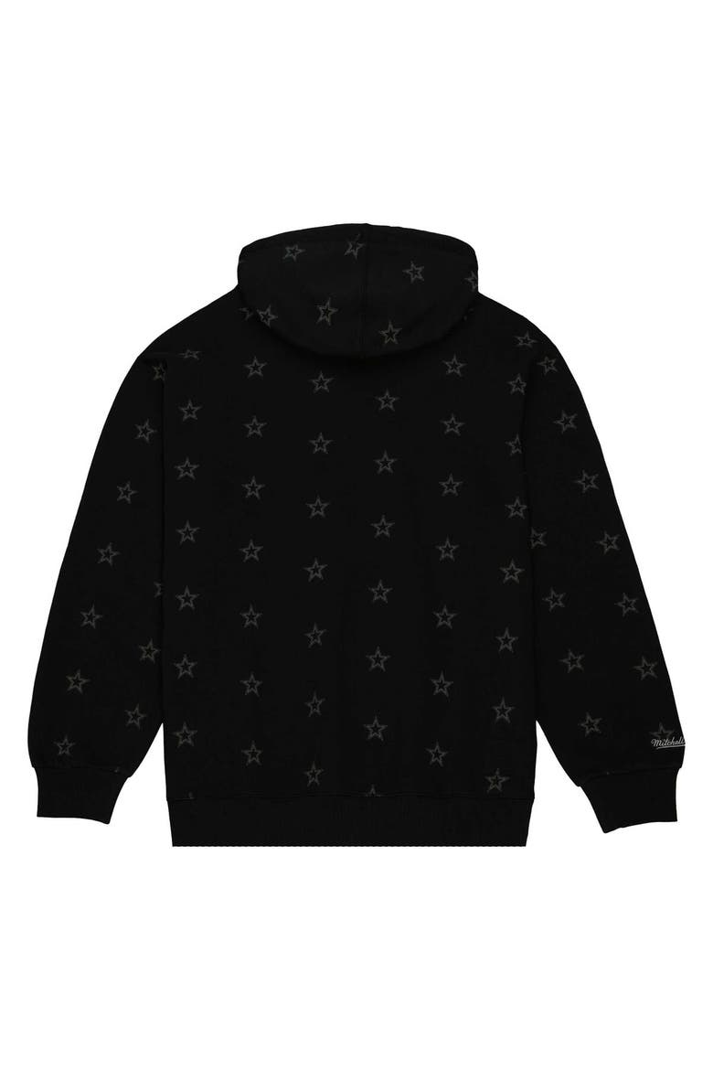 Men's Mitchell & Ness Black Dallas Cowboys Allover Print Fleece Pullover Hoodie, Alternate, color, Black