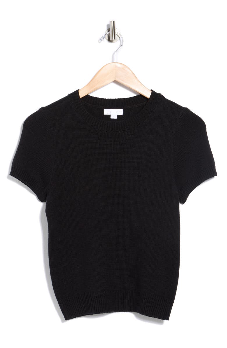 Leith Favorite Short Sleeve Sweater, Alternate, color, Black