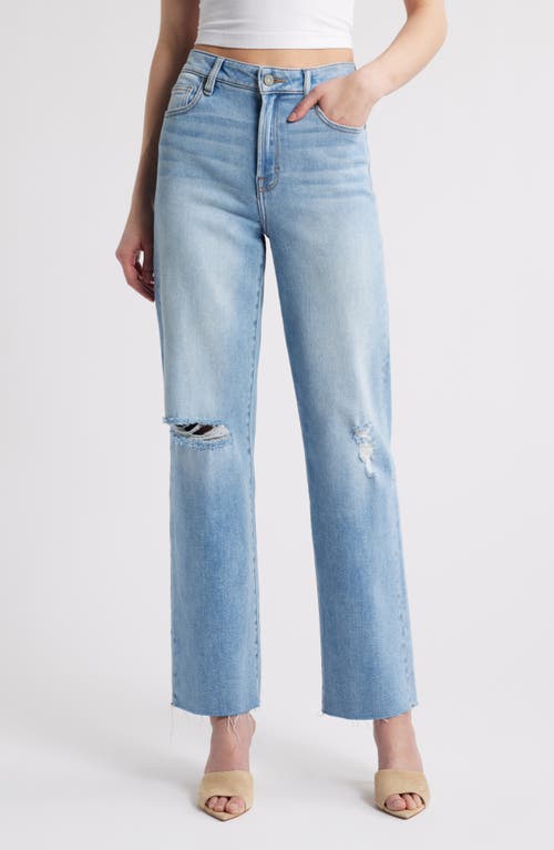Shop Hidden Jeans Ripped High Waist Raw Hem Wide Leg Jeans In Medium Wash