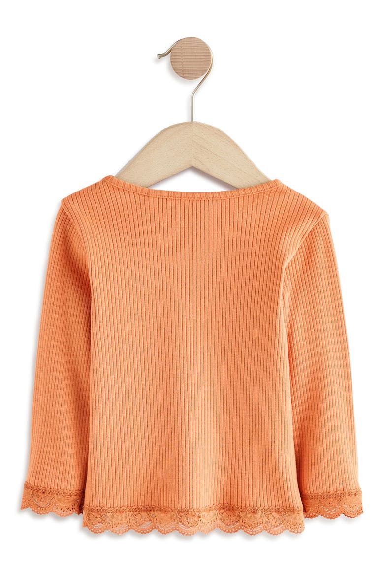 Kids' Pumpkin Appliqué Rib Long Sleeve Top, Alternate, color, ORANGE