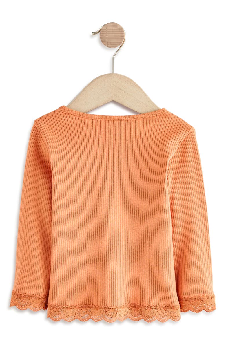 NEXT Kids' Pumpkin Appliqué Rib Long Sleeve Top, Alternate, color, Orange