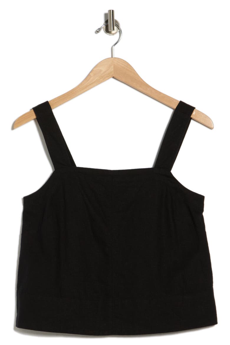 Linen Blend Tank, Alternate, color, TRUE BLACK